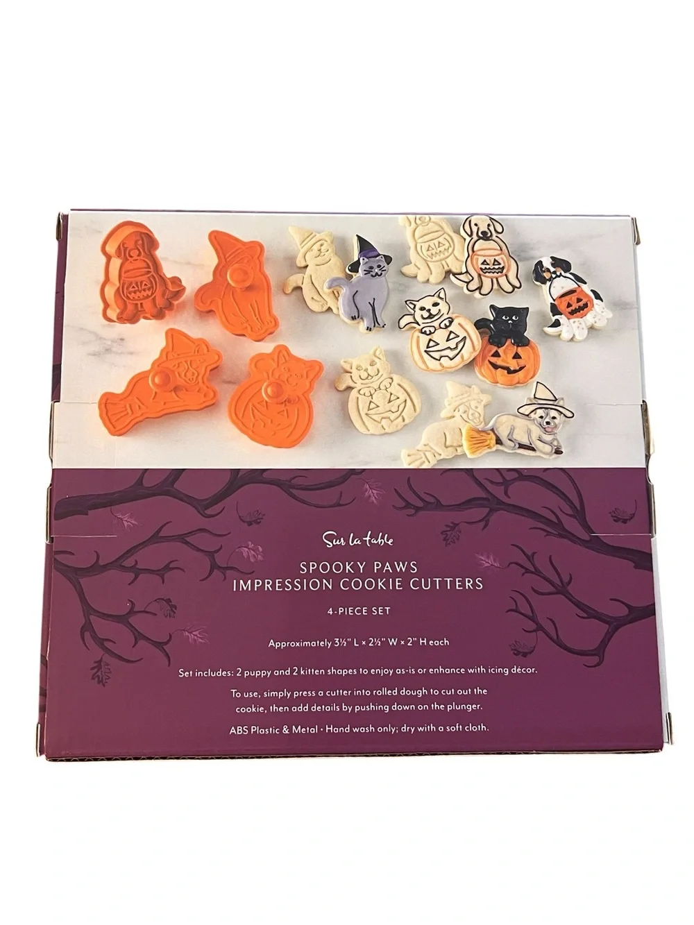 Sur La Table NWT, NIB festive Spooky Paws Impression Cookie Cutters, Set of 4